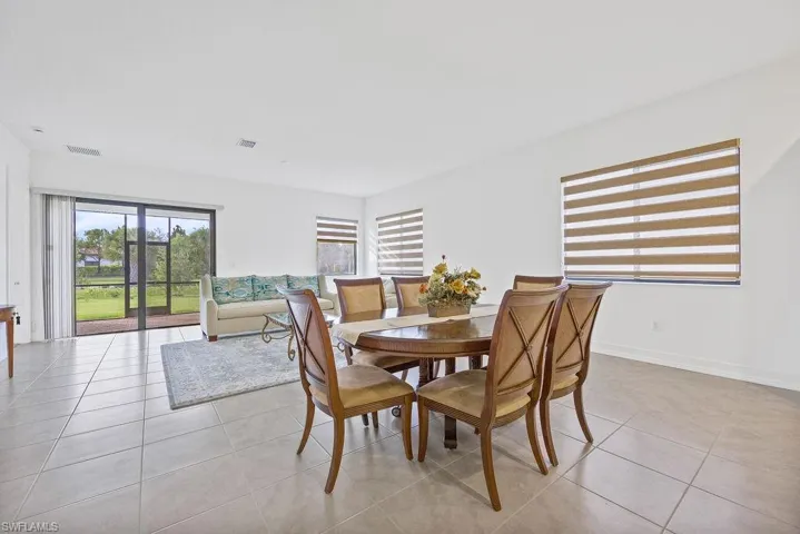 View of tiled dining space