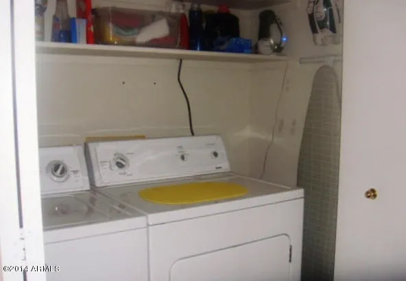 Washer/dryer/ironing board/iron