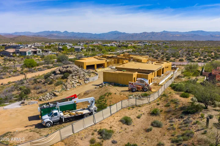 Construction photo as of 3/15/2026: Views to the east of the Mazatzal mountains and the landmark, Four Peaks.