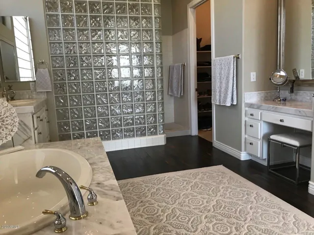 Master Bath with Separate Walk-In Shower and Soaking Tub with Carerra Marble!