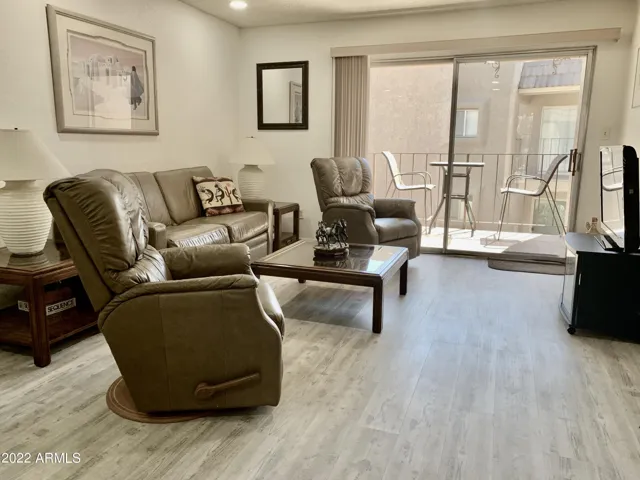 Prime relaxation area, sofa also converts to a pull-out bed.