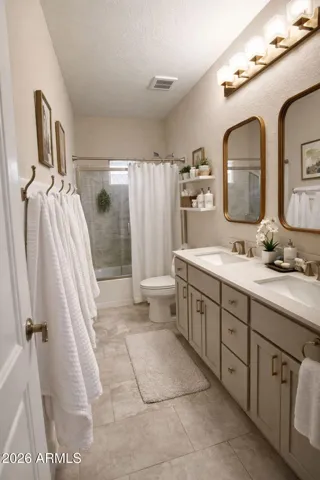 Upstairs double sink full bath