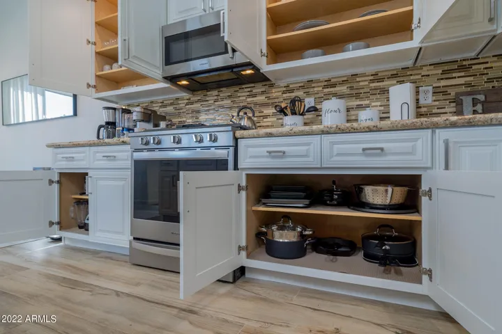 All the pots, pans, dishes, plates, appliances, etc. that you'll need
