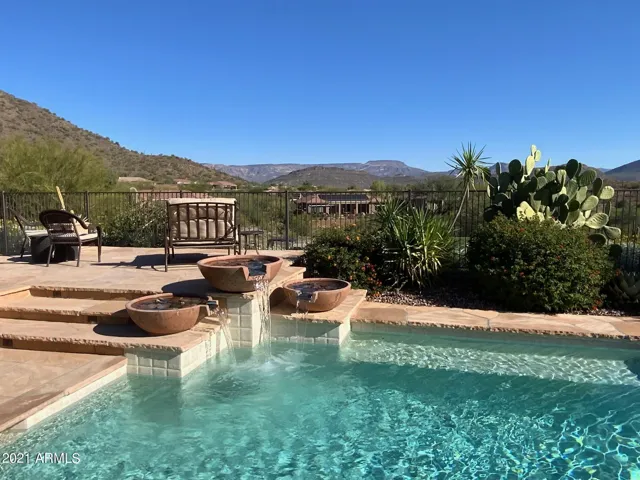 Heated PebbleTec Pool with Relaxing Water Feature