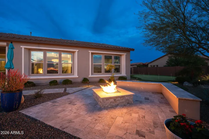 Built-in seating around firepit