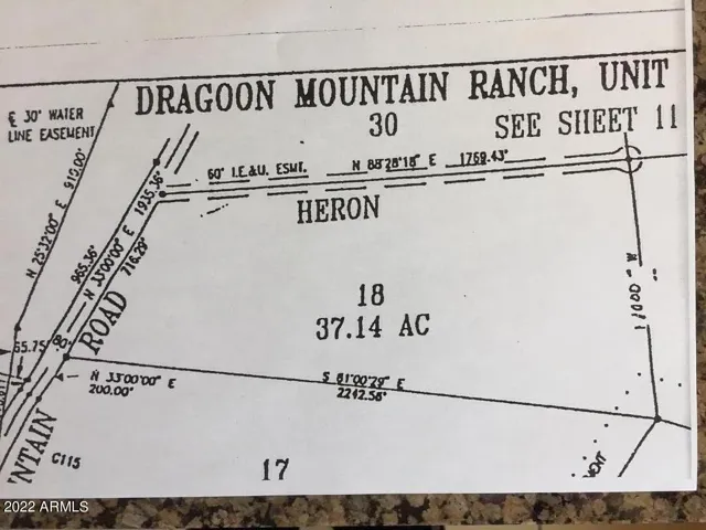 BIG ROAD FRONTAGE ON HERON PL & DRAGOON MOUNTAIN RANCH ROAD