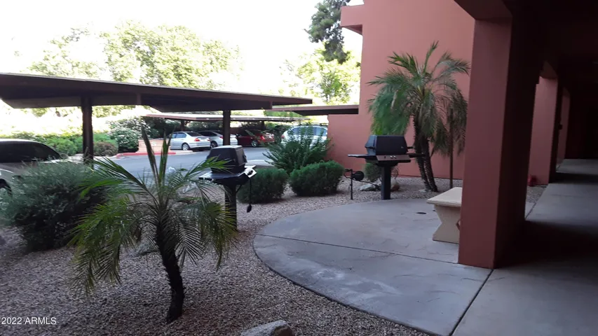 Outside each building there are gas grills for residents' use.
