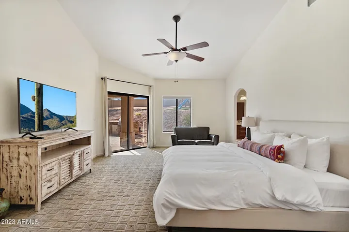 Master bedroom. King sized bed. 55" Smart TV