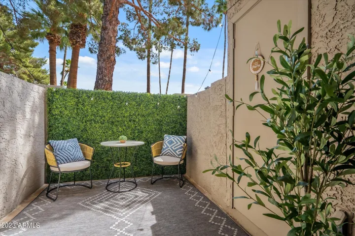 In the patio closet, you will find pool towels, pool floaties, an ice chest, and more!