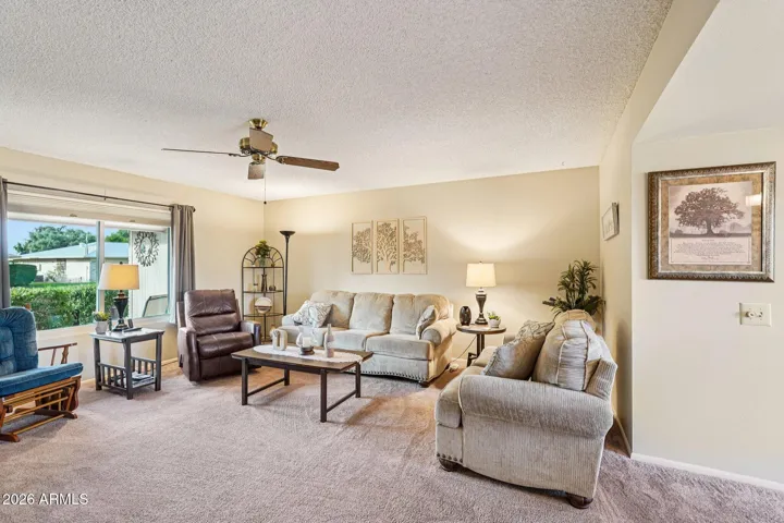 Spacious living area and can include all furnishings & decor Great size livingroom and can include on a separate Bill of Sale all furnishings