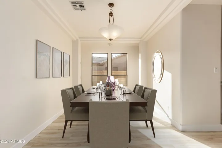 Formal dining staged.