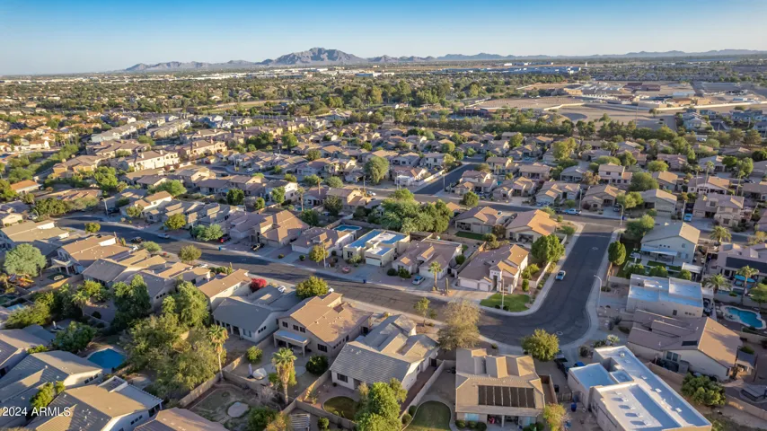 Drone view looking southeast.