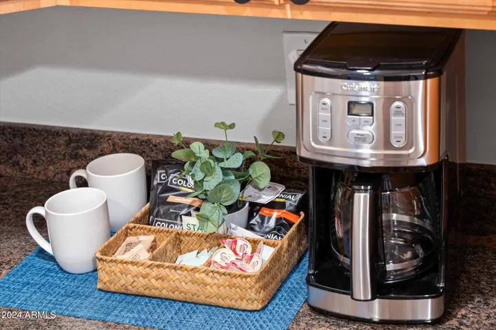 10-cup coffee maker with welcome supplies, don't miss the French press and Chemex if that's more your style