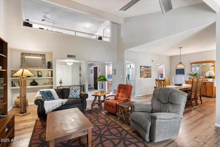 Soaring ceiling in living area