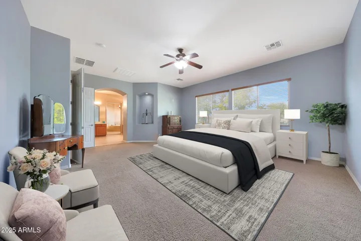 VIRTUALLY STAGED; THIS ROOM SPACIOUS, AND ROOM FOR A PRIVATE SPACE OR A YOGA MAT FOR THAT WIND DOWN TIME