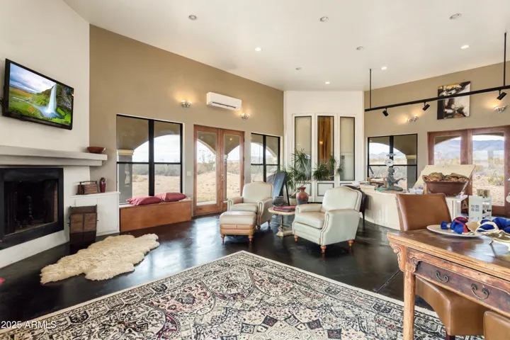 Light, bright and airy. High ceilings, 10 1/2 ft doors imported from France. Gas fireplace.