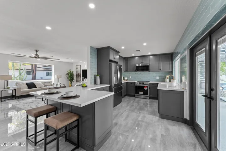 Totally remodeled kitchen with new stainless appliances.