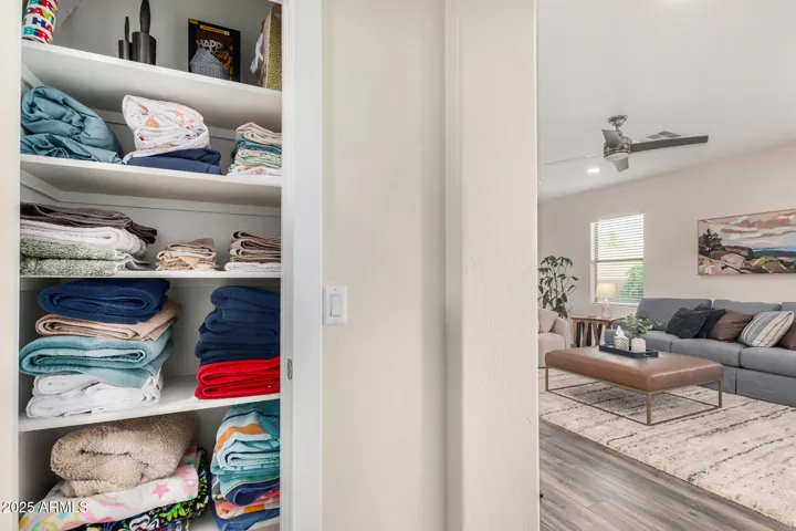 linen closet fully stocked