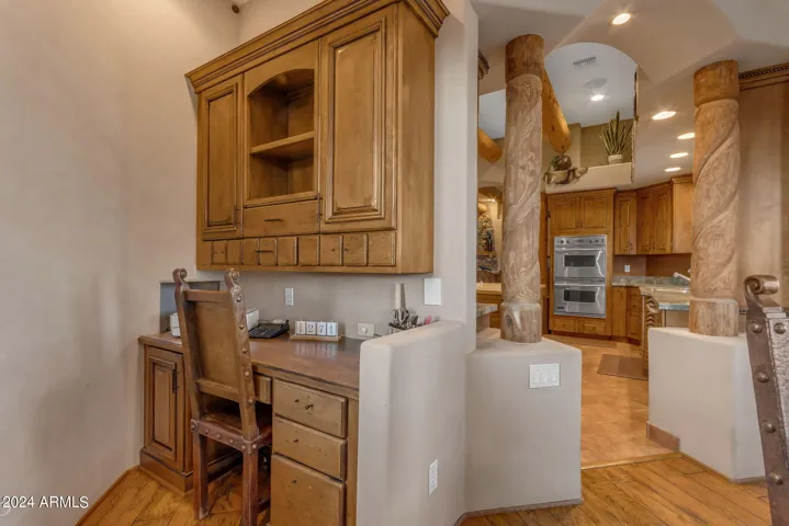office desk in breakfast nook