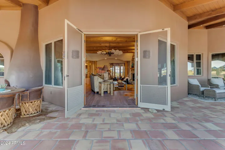 From pool patio into great room