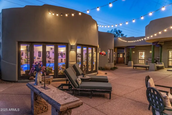 Indoor heated pool lights up at night with LED lighting