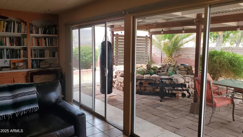 Living Room view facing North out to the back patio and back yard.
