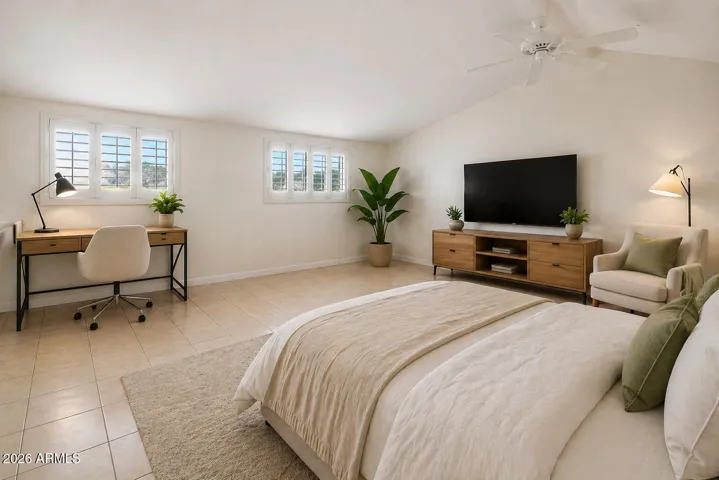 Primary suite virtually staged with ample natural light and a blank canvas for your imagination.