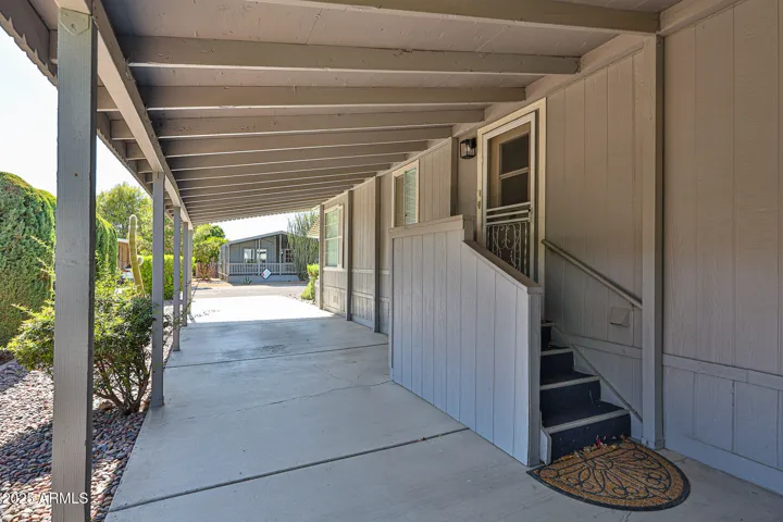 Covered parking and back steps