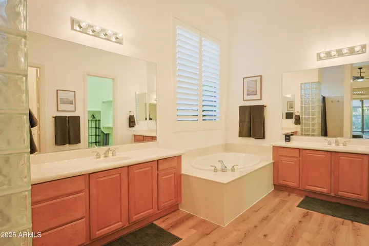 Primary Bathroom has walk-in shower, dual vanities, soaking tub & walk-in closet!