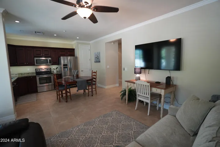 living room open to kitchen