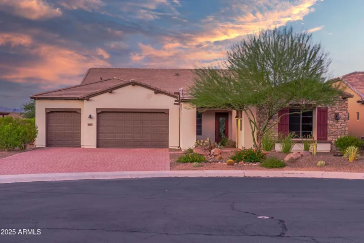 Twilight photo of the Front of the home.