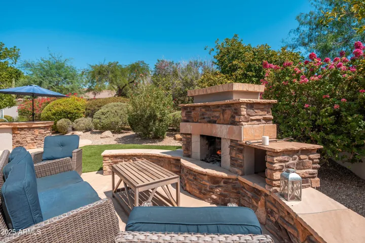 Gorgeous Fireplace with Flagstone Seating Area