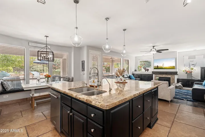 Kitchen Opens to Family Room