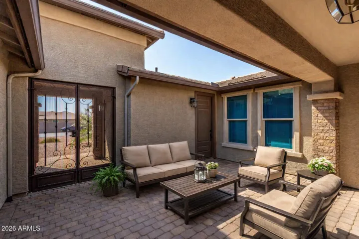 Private courtyard virtually staged.
