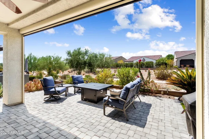 Patio overlooking walking path and the White Tank Mountains