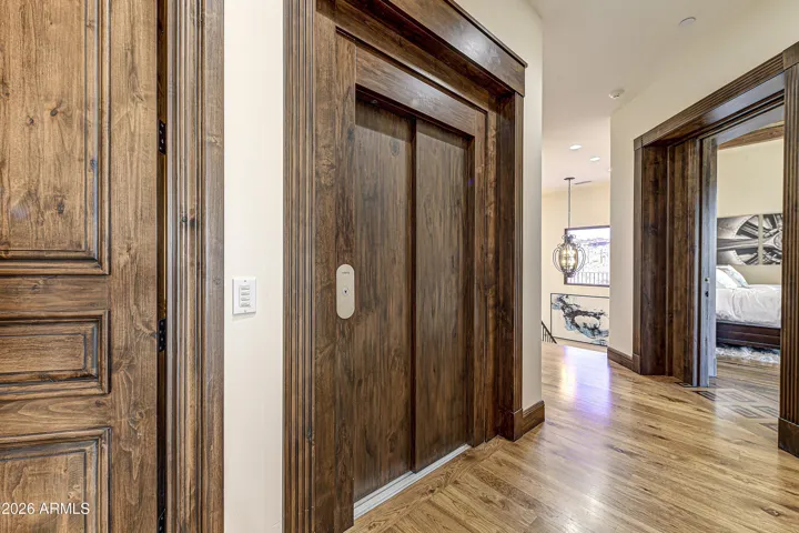 Custom wood paneled elevator