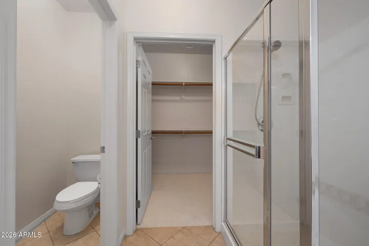 Master bath with shower, walk in closet