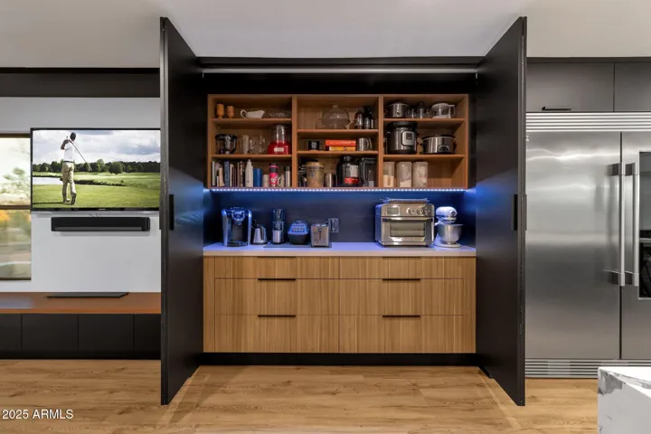 Hidden coffee bar / appliance area