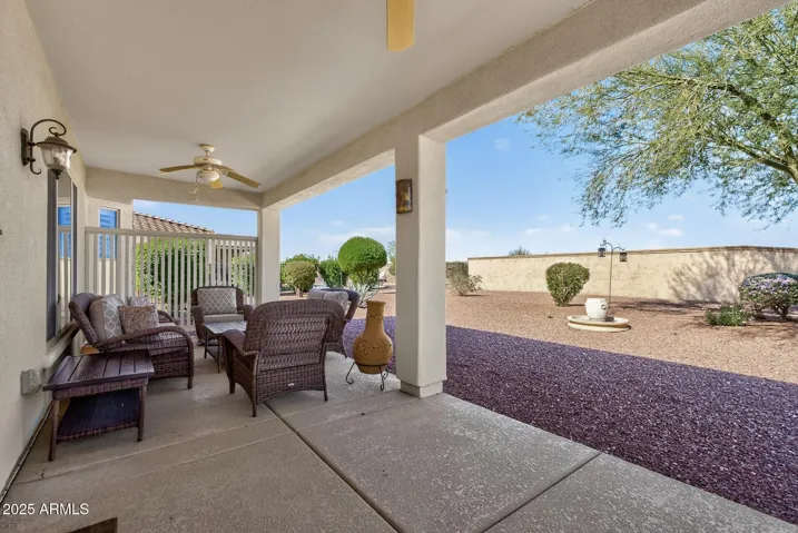Large, extended back patio