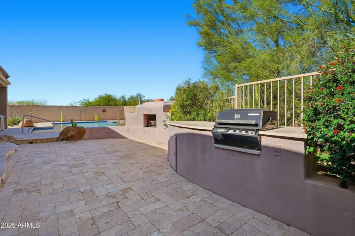 Built-in BBQ and fireplace