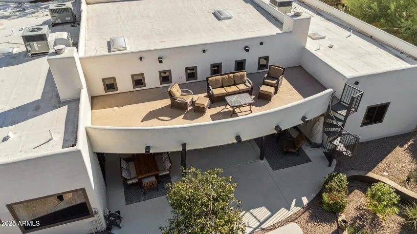 Drone view of rooftop deck