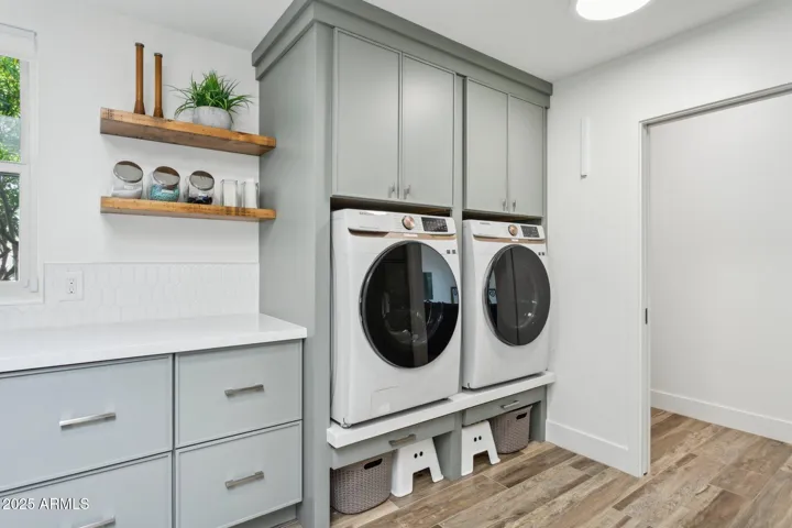 These beautiful new washer and dryer convey with the sale