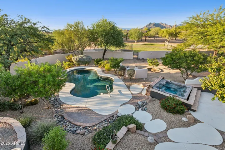 View of the back yard from rooftop deck