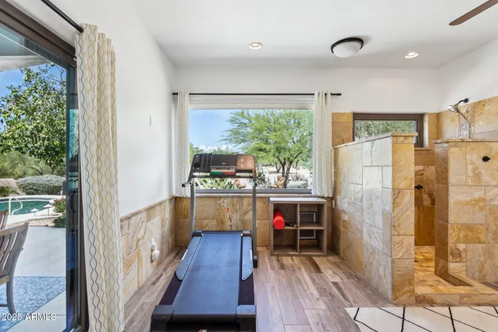Master bath with exercise nook