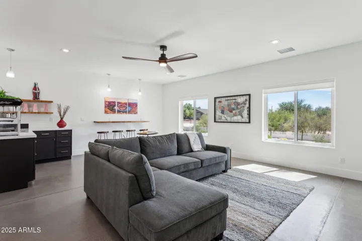 Large game room with wet bar