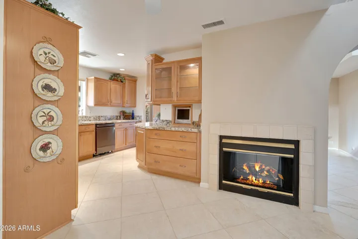 Eat In Kitchen Nook with Cozy Fireplace