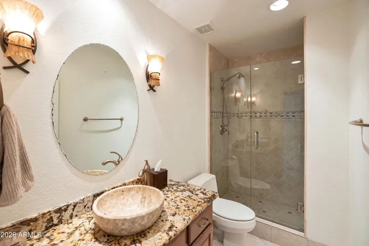 Upgraded Guest Bath with Custom Vanity and Vessel Sink -