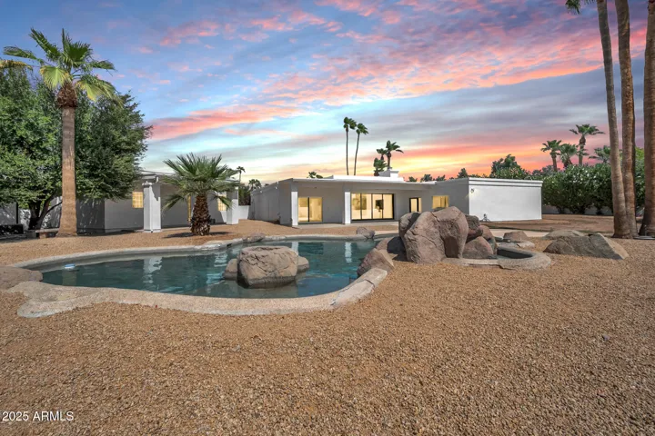 Dusk rear yard view