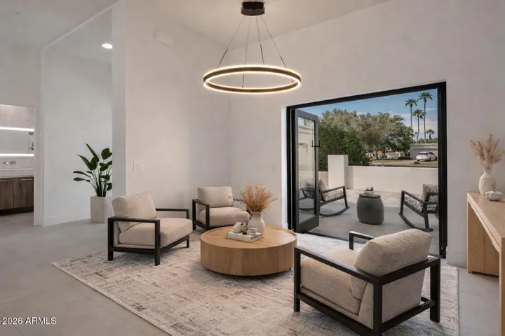 Great room patio exit (with virtual staging)