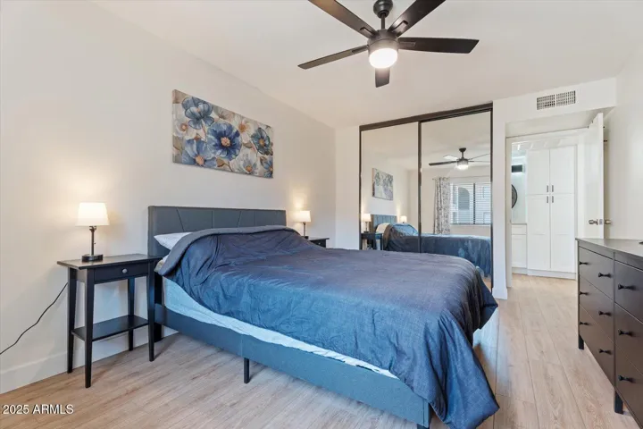 Mirrored Closet Doors, Ceiling Fan.